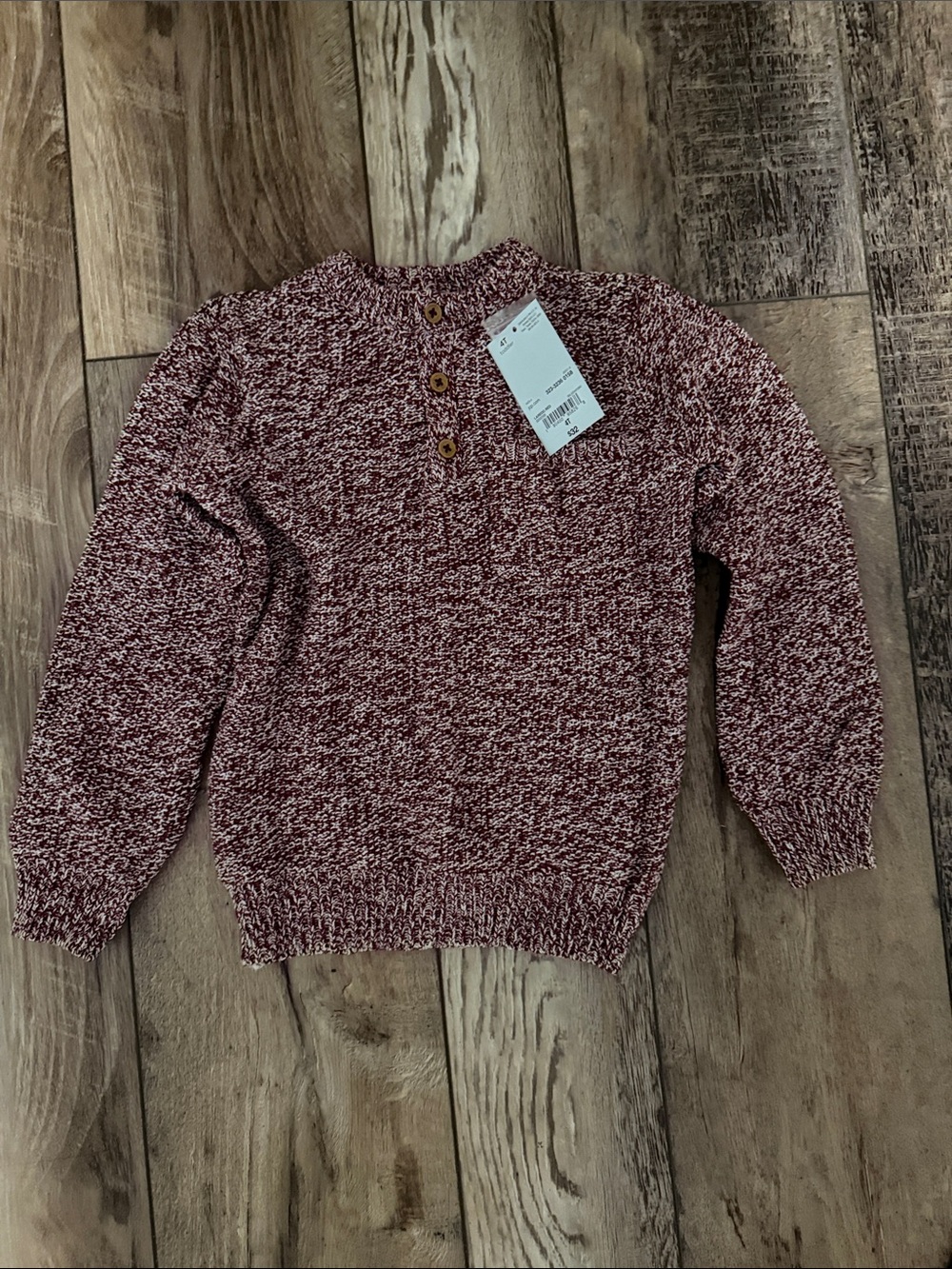 okie dokie Marled Burgundy Button-Neck Sweater